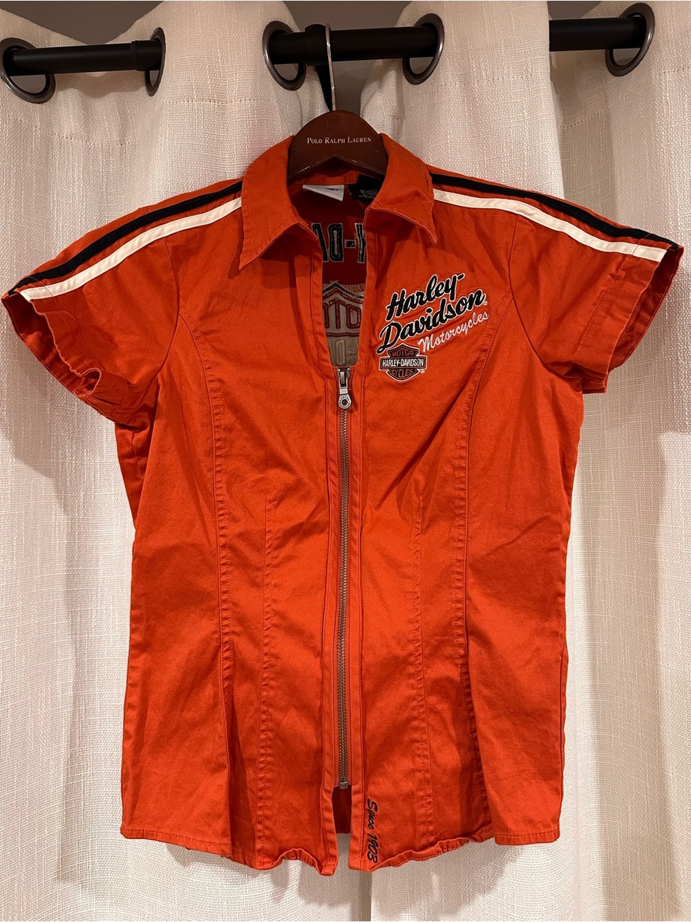 Harley-Davidson Orange Short-Sleeve Zip Up